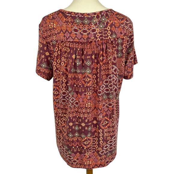 NEW Coldwater Creek Southwestern Aztec Short Sleeve Henley Top Women’s Large - Picture 3 of 10